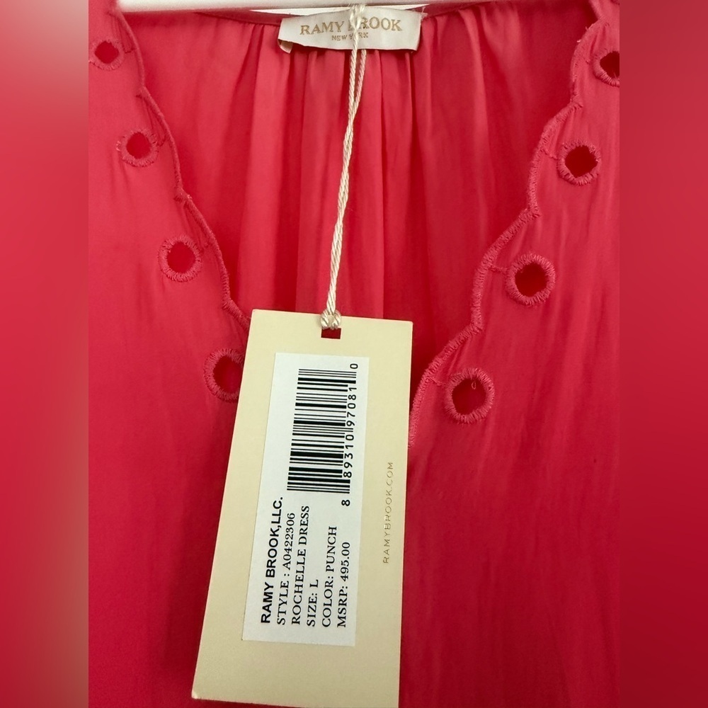 Ramy Brook Rochelle Eyelet Mini Dress In Punch Size L - Picture 3 of 5